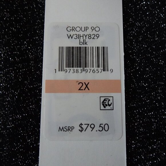 Calvin Klein Sparkle Top Women's Plus Size 2X Black Diamond Dust Sheer Sleeves - Picture 7 of 9